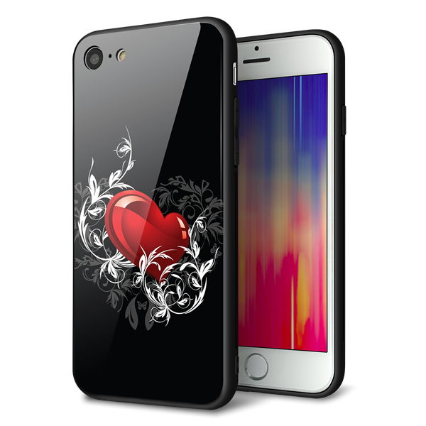 iPhone8 強化ガラス＆TPUスマホケース ガラプリ【032 クリスタルハート】
