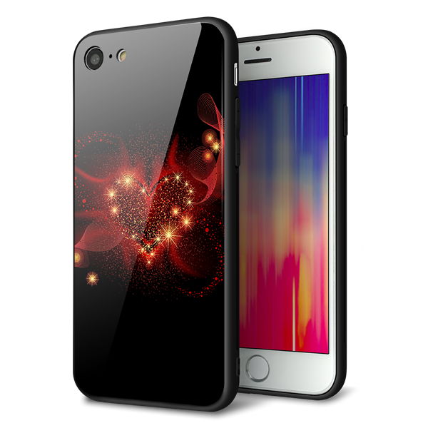 iPhone8 強化ガラス＆TPUスマホケース ガラプリ【382 ハートの創生】