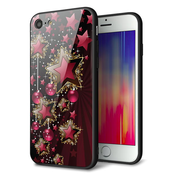 iPhone8 強化ガラス＆TPUスマホケース ガラプリ【434 星の壁】