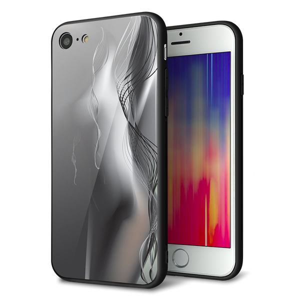 iPhone8 強化ガラス＆TPUスマホケース ガラプリ【566 ボディウォール】