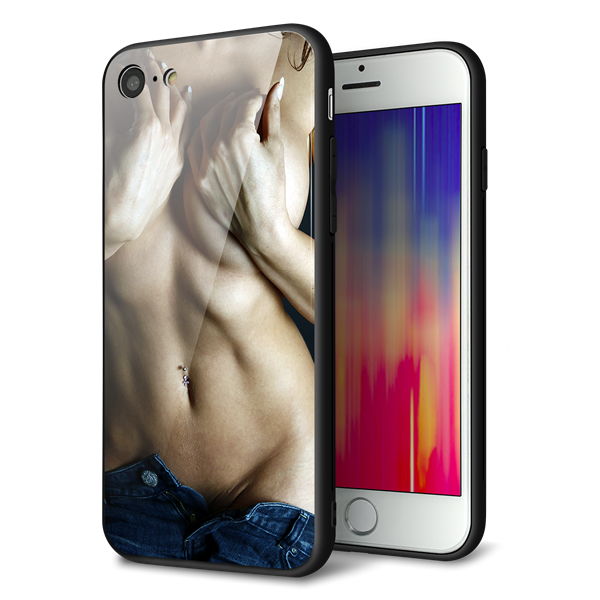 iPhone8 強化ガラス＆TPUスマホケース ガラプリ【602 ボディライン】