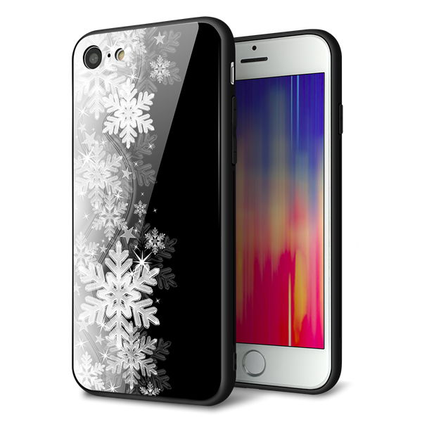 iPhone8 強化ガラス＆TPUスマホケース ガラプリ【603 白銀と闇】