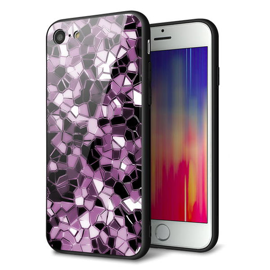 iPhone8 強化ガラス＆TPUスマホケース ガラプリ【EK837 テクニカルミラーパープル】