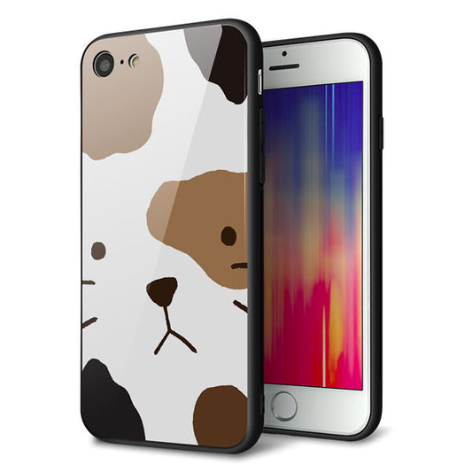 iPhone8 強化ガラス＆TPUスマホケース ガラプリ【IA801 みけ】