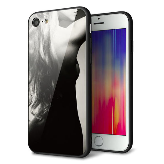 iPhone8 強化ガラス＆TPUスマホケース ガラプリ【KM890 バックスタイル】