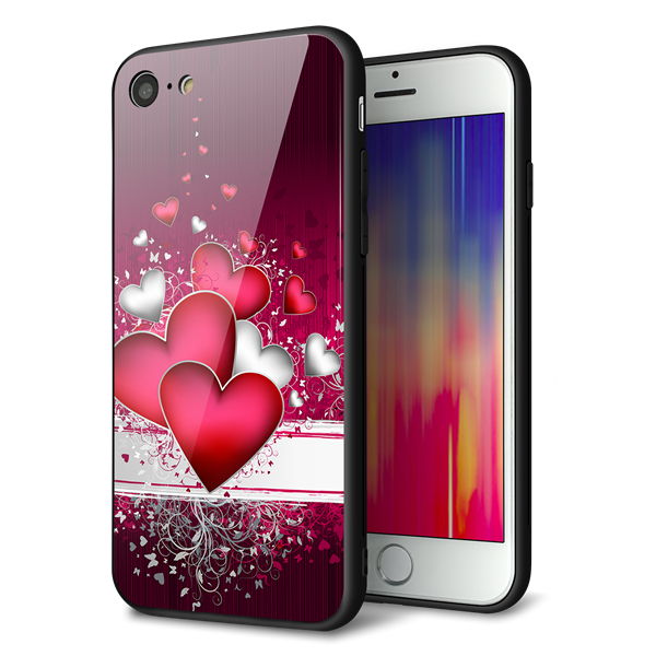 iPhone8 強化ガラス＆TPUスマホケース ガラプリ【VA835 ハートの息吹】