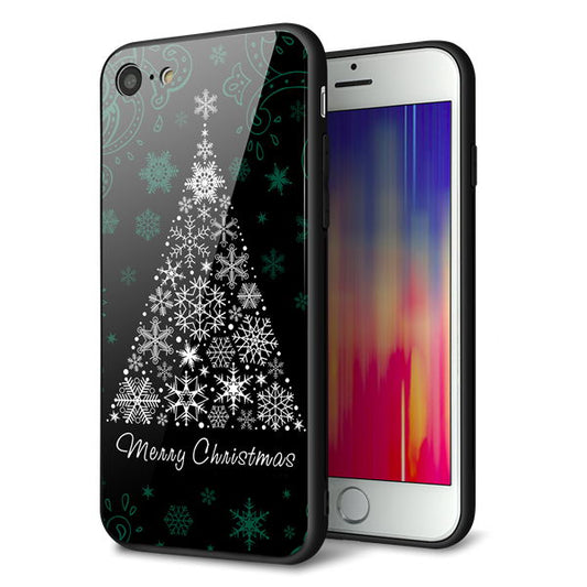 iPhone8 強化ガラス＆TPUスマホケース ガラプリ【XA808  聖なるツリー】