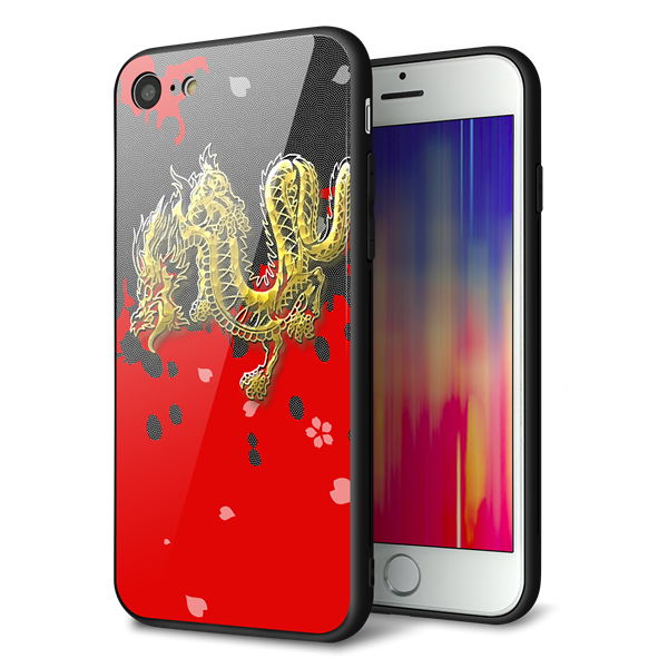 iPhone8 強化ガラス＆TPUスマホケース ガラプリ【YC901 和竜02】