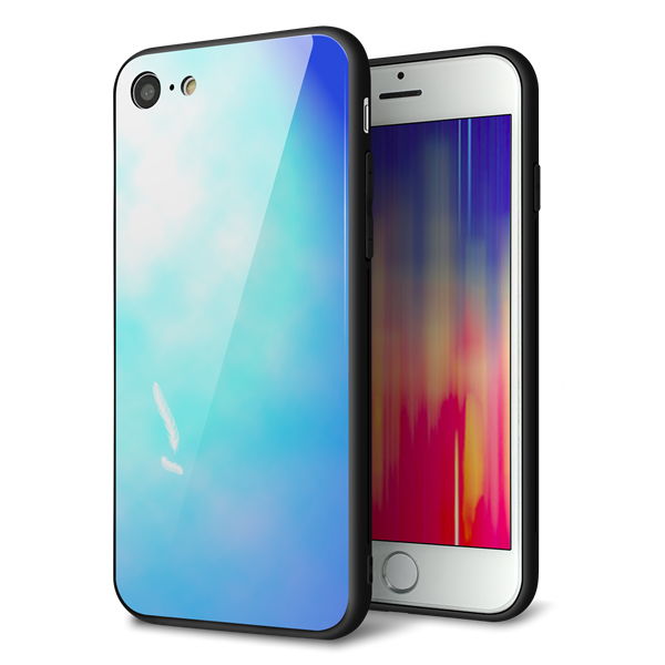 iPhone8 強化ガラス＆TPUスマホケース ガラプリ【YJ291 デザイン　光】