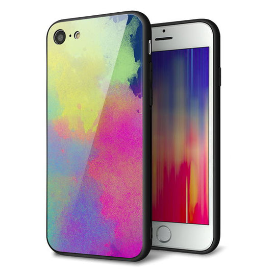 iPhone8 強化ガラス＆TPUスマホケース ガラプリ【YJ294 デザイン色彩】