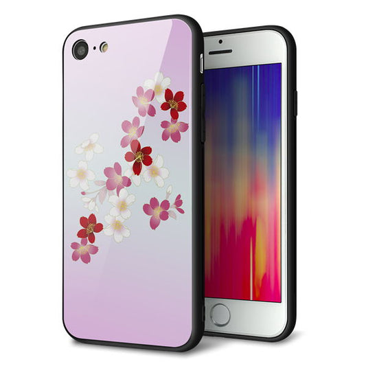 iPhone8 強化ガラス＆TPUスマホケース ガラプリ【YJ320 桜 和】