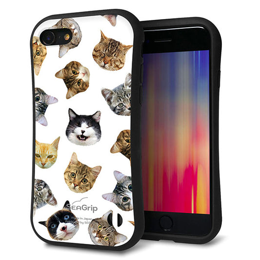 iPhone8 スマホケース 「SEA Grip」 グリップケース Sライン 【SC937 ねこどっと ホワイト】 UV印刷