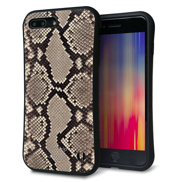 iPhone8 PLUS スマホケース 「SEA Grip」 グリップケース Sライン 【049 ヘビ柄】 UV印刷