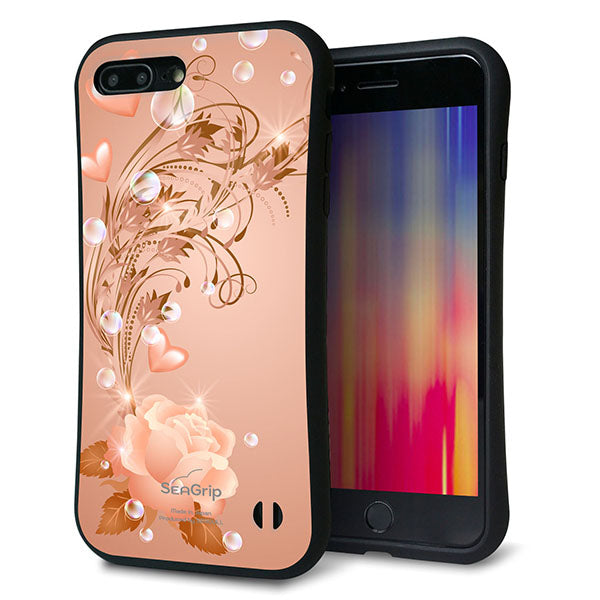 iPhone8 PLUS スマホケース 「SEA Grip」 グリップケース Sライン 【1178 ラブリーローズ】 UV印刷