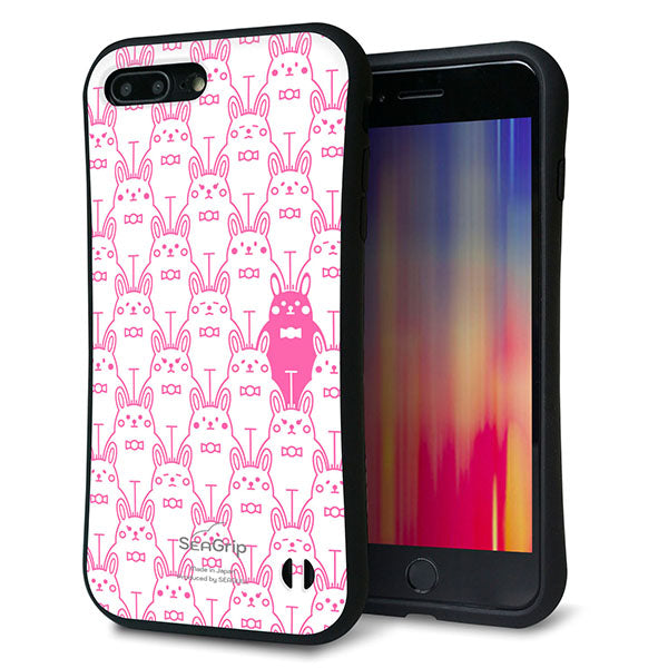 iPhone8 PLUS スマホケース 「SEA Grip」 グリップケース Sライン 【MA914 パターン ウサギ】 UV印刷
