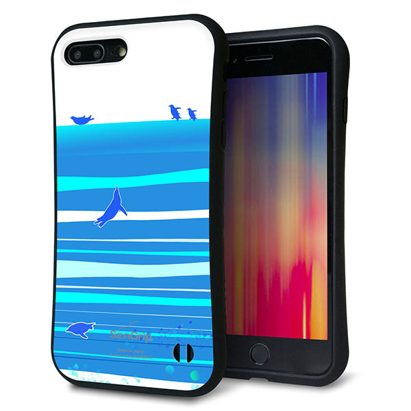 iPhone8 PLUS スマホケース 「SEA Grip」 グリップケース Sライン 【YB920 ペンギン01】 UV印刷