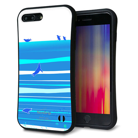 iPhone8 PLUS スマホケース 「SEA Grip」 グリップケース Sライン 【YB920 ペンギン01】 UV印刷