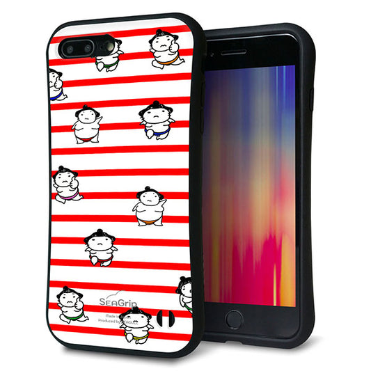 iPhone8 PLUS スマホケース 「SEA Grip」 グリップケース Sライン 【YK821 お相撲さん レッド】 UV印刷