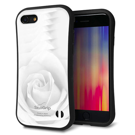 iPhone SE (第2世代) スマホケース 「SEA Grip」 グリップケース Sライン 【402 ホワイトRose】 UV印刷