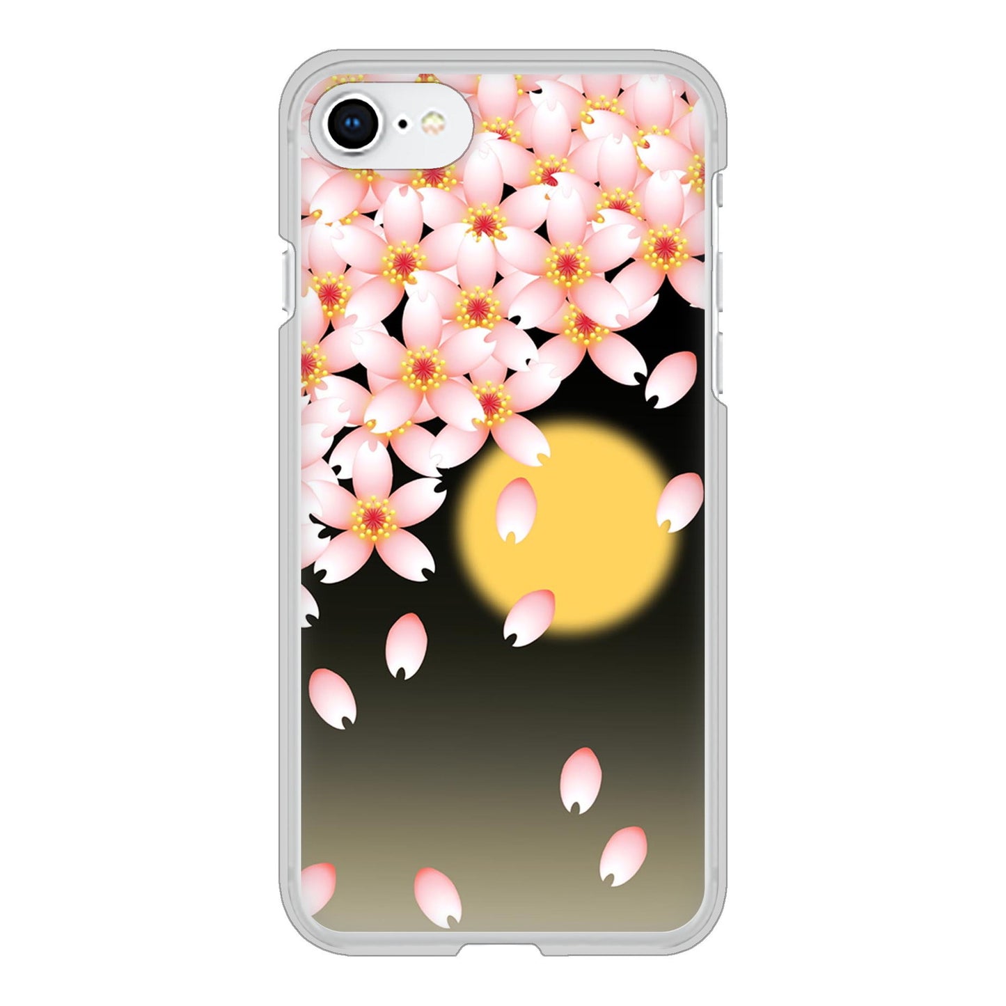 iPhone SE (第2世代) 高画質仕上げ 背面印刷 ハードケース 【136 満月と夜桜】