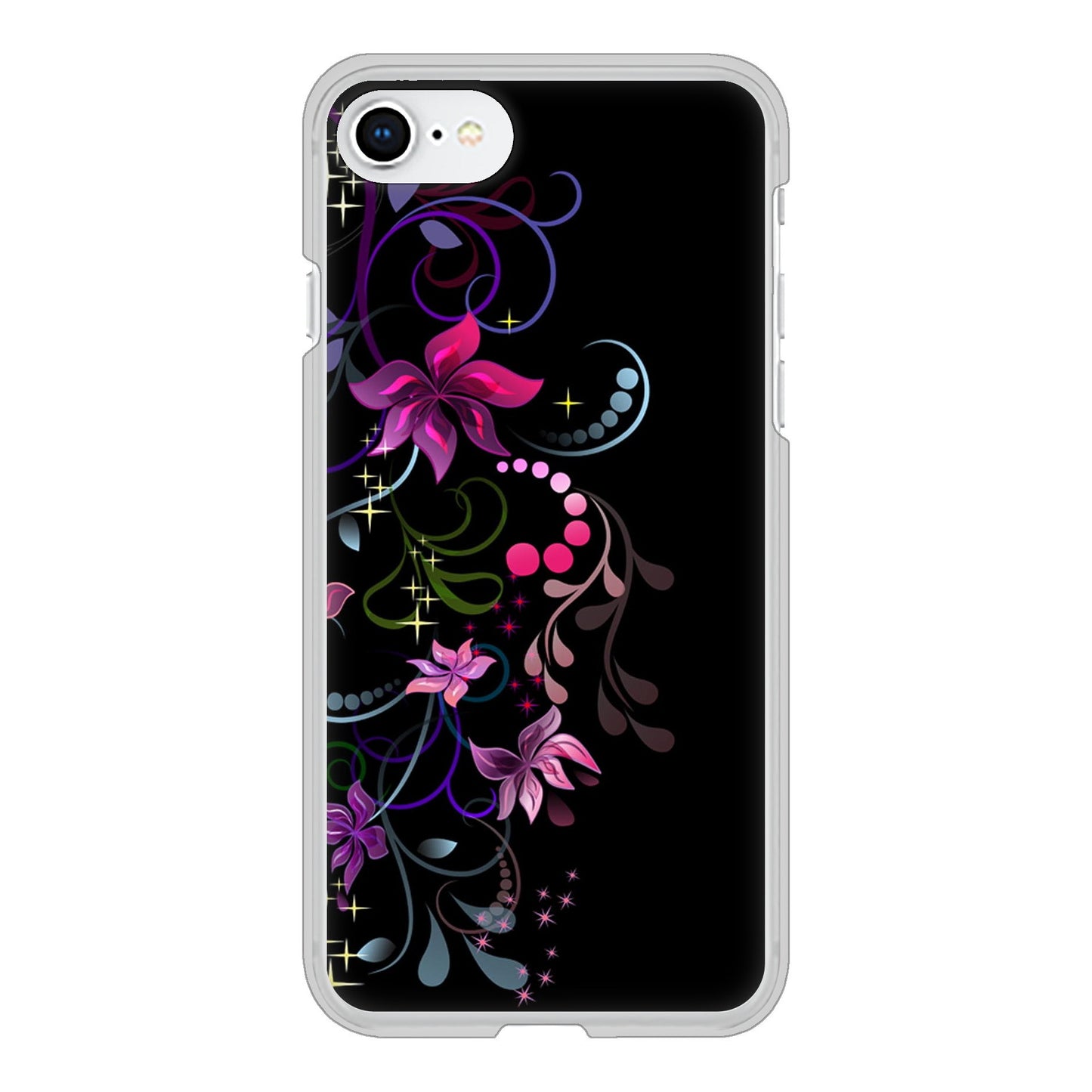 iPhone SE (第2世代) 高画質仕上げ 背面印刷 ハードケース 【263 闇に浮かぶ華】