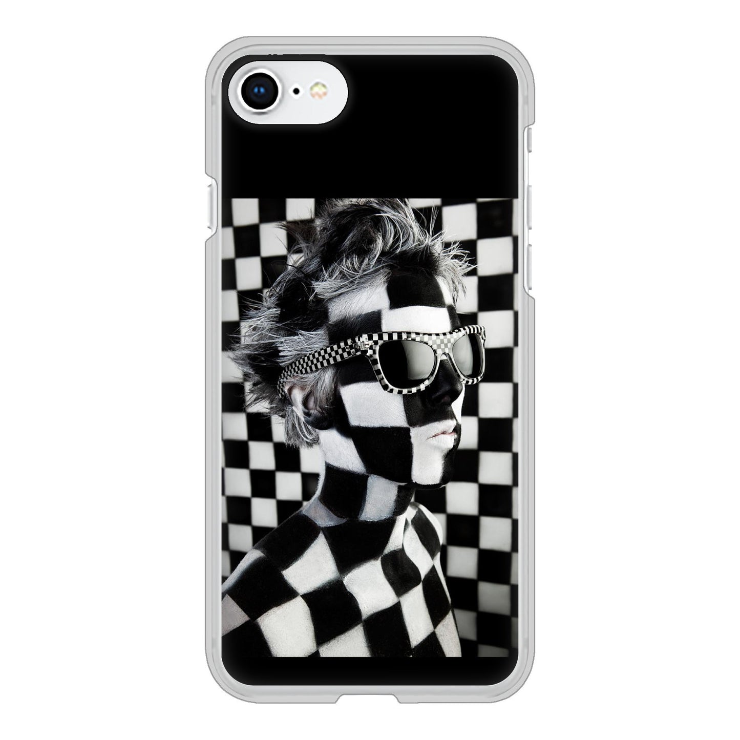 iPhone SE (第2世代) 高画質仕上げ 背面印刷 ハードケース 【357 bk&wh】