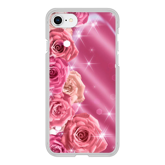 iPhone SE (第2世代) 高画質仕上げ 背面印刷 ハードケース 【1182 ピンクの薔薇に誘われて】