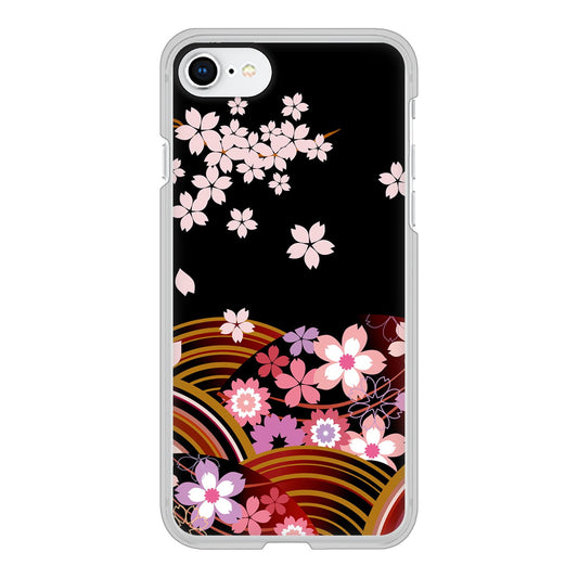 iPhone SE (第2世代) 高画質仕上げ 背面印刷 ハードケース 【1237 和柄＆筆文字・夜桜の宴】