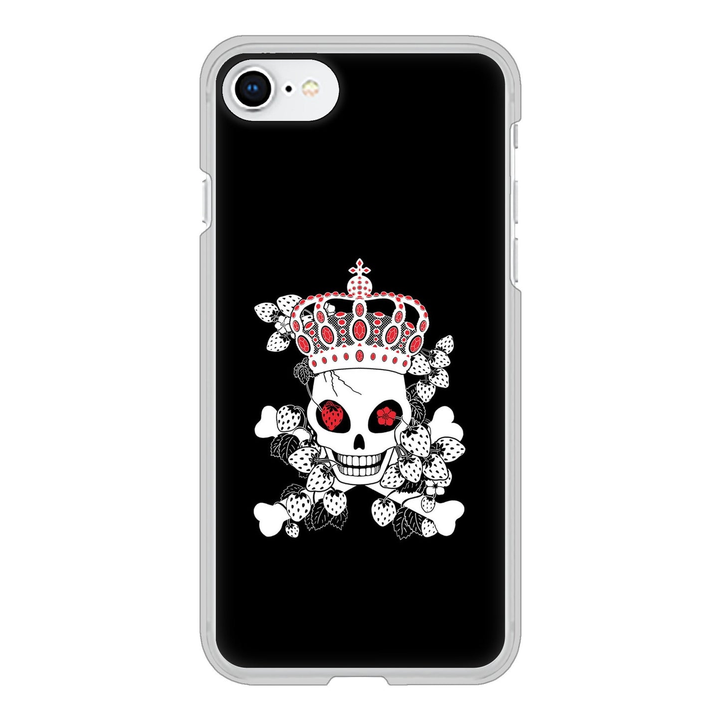 iPhone SE (第2世代) 高画質仕上げ 背面印刷 ハードケース むかいあぐる 苺骸骨王冠蔦