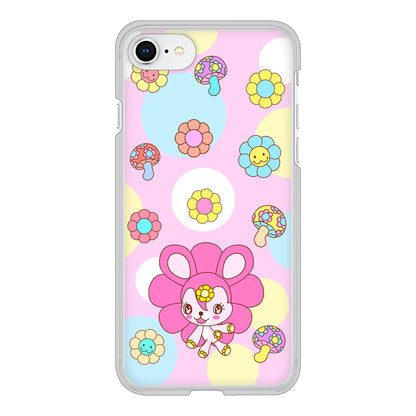 iPhone SE (第2世代) 高画質仕上げ 背面印刷 ハードケース むかいあぐる フラワーうさぎのフラッピョン