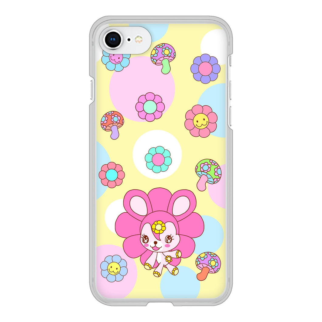 iPhone SE (第2世代) 高画質仕上げ 背面印刷 ハードケース むかいあぐる フラワーうさぎのフラッピョン