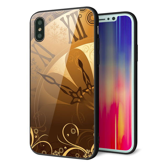 iPhone X 強化ガラス＆TPUスマホケース ガラプリ【185 時を刻む針】