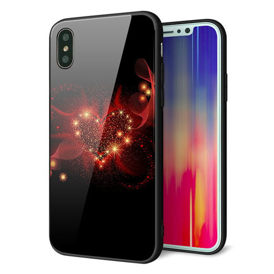 iPhone X 強化ガラス＆TPUスマホケース ガラプリ【382 ハートの創生】