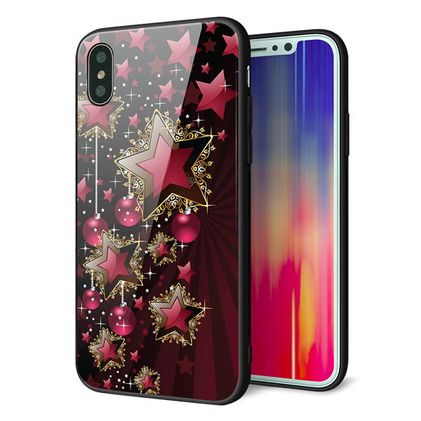 iPhone X 強化ガラス＆TPUスマホケース ガラプリ【434 星の壁】