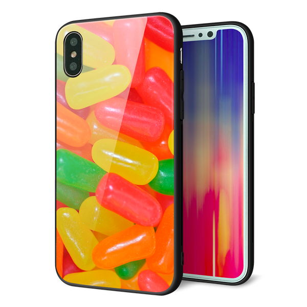 iPhone X 強化ガラス＆TPUスマホケース ガラプリ【449 ジェリービーンズ】