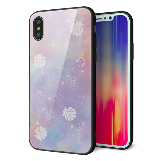 iPhone X 強化ガラス＆TPUスマホケース ガラプリ【KM883 シェル柄】