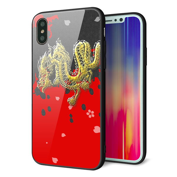 iPhone X 強化ガラス＆TPUスマホケース ガラプリ【YC901 和竜02】