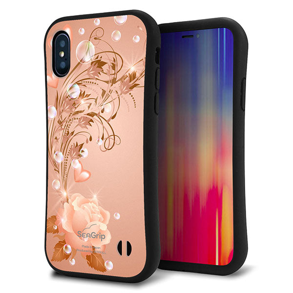 iPhone X スマホケース 「SEA Grip」 グリップケース Sライン 【1178 ラブリーローズ】 UV印刷