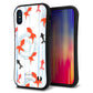 iPhone X スマホケース 「SEA Grip」 グリップケース Sライン 【HA210 金魚 水彩ストライプ ブルー 】 UV印刷