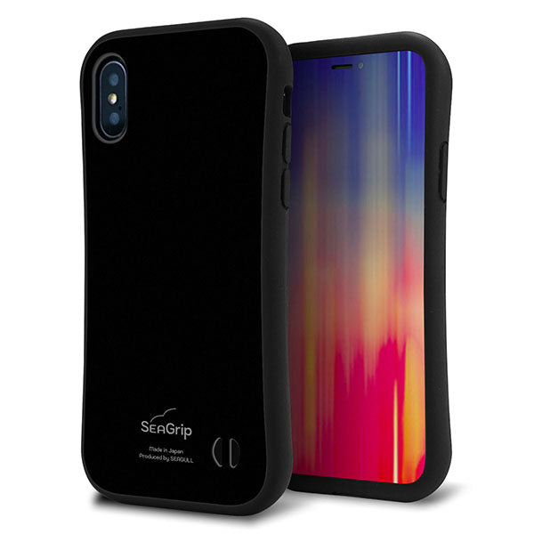 iPhone X スマホケース 「SEA Grip」 グリップケース Sライン 【KM911 ポップカラー(ブラック)】 UV印刷