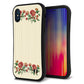 iPhone X スマホケース 「SEA Grip」 グリップケース Sライン 【KM941 花刺繍風 レッドフラワー オフホワイト 】 UV印刷
