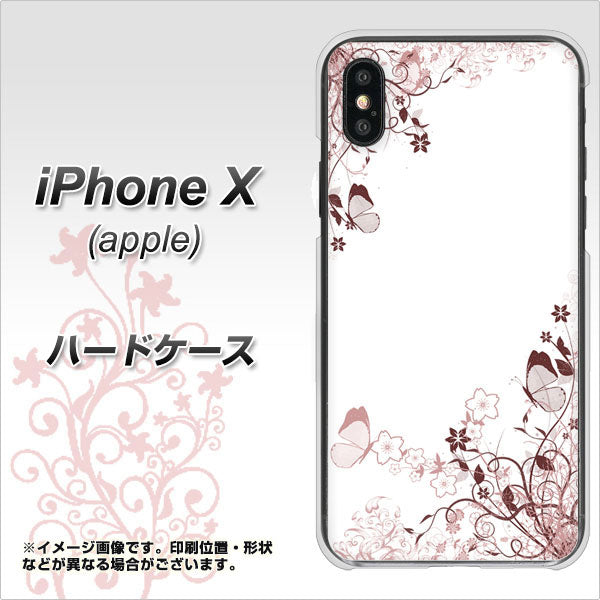 iPhone X 高画質仕上げ 背面印刷 ハードケース【142 桔梗と桜と蝶】