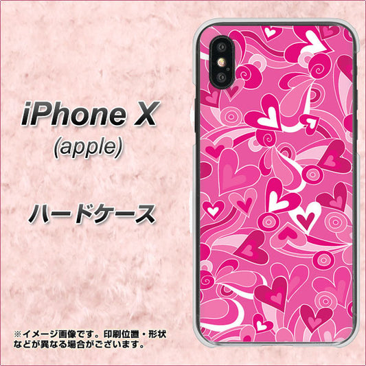 iPhone X 高画質仕上げ 背面印刷 ハードケース【383 ピンクのハート】