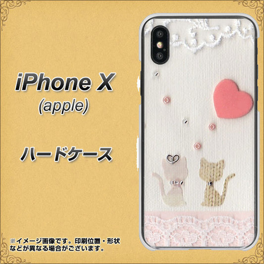 iPhone X 高画質仕上げ 背面印刷 ハードケース【1104 クラフト写真ネコ（ハートM）】