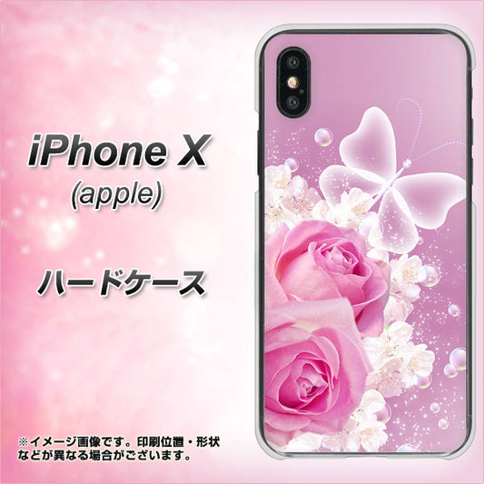 iPhone X 高画質仕上げ 背面印刷 ハードケース【1166 ローズロマンス】