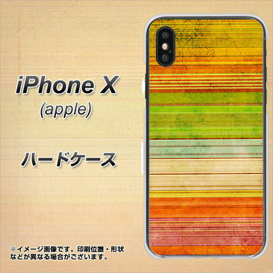 iPhone X 高画質仕上げ 背面印刷 ハードケース【1324 ビンテージボーダー（色彩）】