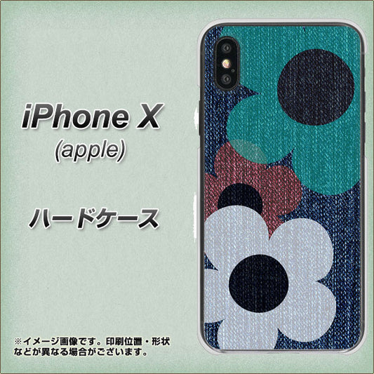 iPhone X 高画質仕上げ 背面印刷 ハードケース【EK869 ルーズフラワーinデニム風】