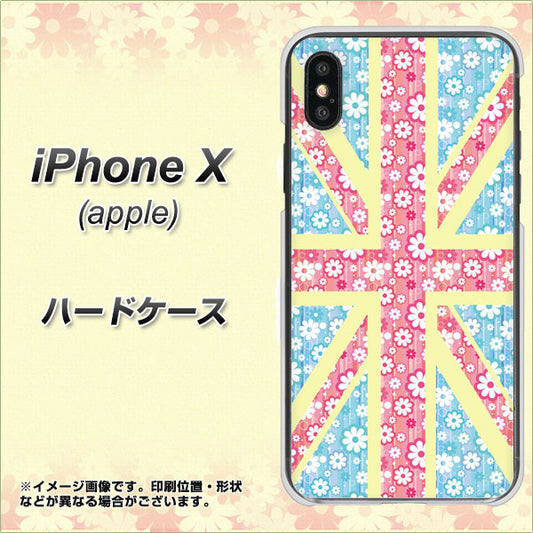 iPhone X 高画質仕上げ 背面印刷 ハードケース【EK895 ユニオンジャックパステルフラワー】