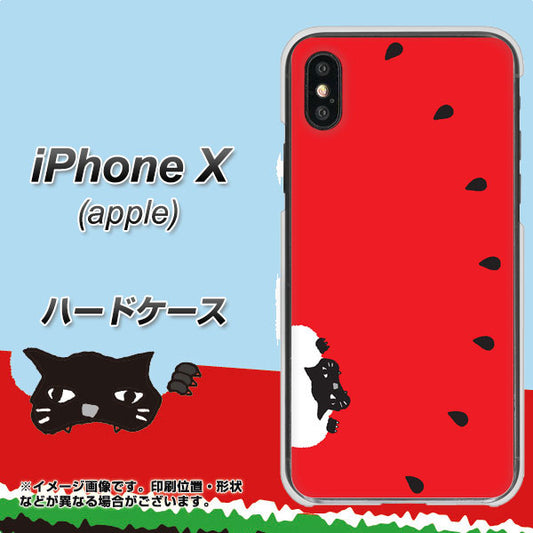 iPhone X 高画質仕上げ 背面印刷 ハードケース【IA812 すいかをかじるネコ】