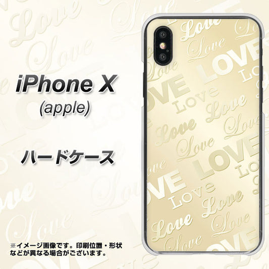 iPhone X 高画質仕上げ 背面印刷 ハードケース【SC840 エンボス風LOVEリンク（ヌーディーベージュ）】